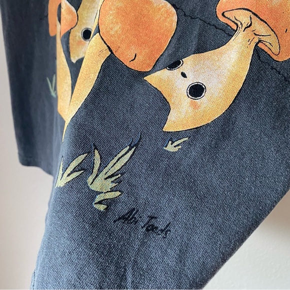 Altru Black Tee with Orange Mushroom Design - Picture 5 of 6